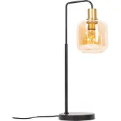 QAZQA - Design Design-Tischleuchte I Tischlampe I Lampe I Leuchte schwarz mit Messing und bernsteinfarbenem Glas - Zuzanna I Wohnzimmer I Schlafzimmer - Länglich - LED geeignet E27