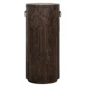 MUST Living Beistelltisch Stripe aus Teakholz, skandinavisches Design, rund, dunkelbraun, 80 cm hoch