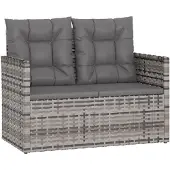 vidaXL Gartenbank mit Kissen Grau 105 cm Poly Rattan