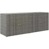 vidaXL Gartenschrank Grau 198x55,5x80 cm Poly Rattan