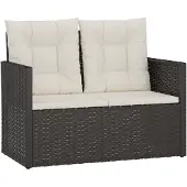 vidaXL Gartenbank mit Kissen Schwarz 105 cm Poly Rattan