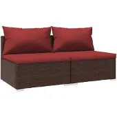 vidaXL 2-tlg. Garten-Lounge-Set mit Kissen Poly Rattan Braun