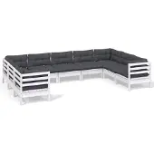 vidaXL 9-tlg. Garten-Lounge-Set mit Kissen Weiß Kiefernholz