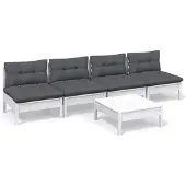 vidaXL 5-tlg. Garten-Lounge-Set mit Anthrazit Kissen Kiefernholz