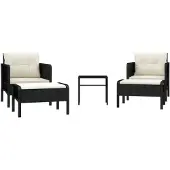 vidaXL 5-tlg. Garten-Lounge-Set mit Kissen Schwarz Poly Rattan