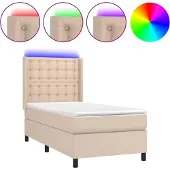 vidaXL Boxspringbett mit Matratze & LED Cappuccino-Braun 80x200cm