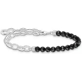 Thomas Sabo Charm Armband mit Schwarzen Onyx Beads und Kettengliedern Silber