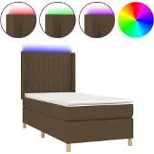 vidaXL Boxspringbett mit Matratze & LED Dunkelbraun 80x200 cm Stoff