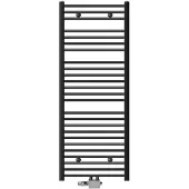 LuxeBath Badheizkörper Mittelanschluss 600x1500 mm Anthrazit gerade mit Anschlussgarnitur inkl. Thermostat Universal Eck- und Bodenform, ohne Heizstab