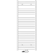 LuxeBath Badheizkörper Mittelanschluss 600 x 1500 mm Weiß gebogen mit Thermostat und Anschlussgarnitur Universal Eck- & Durchgangsform, ohne Heizstab
