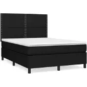 vidaXL Boxspringbett mit Matratze Schwarz 140x190 cm Stoff