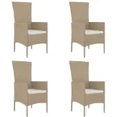 vidaXL Gartenstühle mit Kissen 4 Stk. Poly Rattan Beige