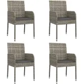 vidaXL Gartenstühle mit Kissen 4 Stk. Poly Rattan Grau