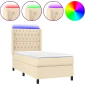 vidaXL Boxspringbett mit Matratze & LED Creme 80x200 cm Stoff