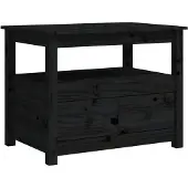 vidaXL Couchtisch Schwarz 71x49x55 cm Massivholz Kiefer