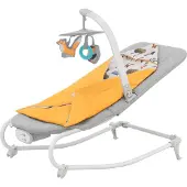 Kinderkraft FELIO 2 Babywippe - 2-in-1 Babyliege - Schaukelfunktion - Vibrationen & Musik - Mit Spielbügel & Zubehör - Waschbarer Bezug - Gelb