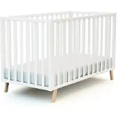 AT4 - Babybett Holz 60x120 KASA Weiß | 125,5 x 64 x 81,5 cm |Kinderbett | Gitterbett mit Lattenrost 3 Stufen Höhenverstellbar |Bett umbaubar zum Juniorbett