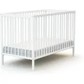 AT4 - Babybett Holz 60x120cm SONA weiß | 124 x 64,5 x 82 cm | Kinderbett | Ab Geburt | Lattenrost 3-fach höhenverstellbar | Gitterbett