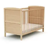 AT4 - BabyBett Holz 60x120 LUNA Lackierte Buche | 124 x 64 x 86,5 cm | kinderbett | Bett umbaubar zum Juniorbett |Umbaubares Gitterbett