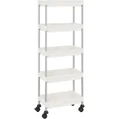 vidaXL Küchenwagen 5 Etagen Weiß 42x29x128 cm Eisen und ABS