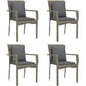 vidaXL Gartenstühle mit Kissen 4 Stk. Poly Rattan Grau