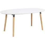 Ebuy24 Belle Esszimmertisch 100 x 170/270 cm mit 2 Zusatzpl. in weiss mit Pincon Beinen, Chrom Beschlag.