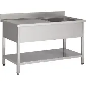 CombiSteel Spültisch 1 Becken rechts Grundboden Edelstahl 1200x600x850mm