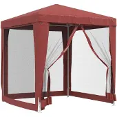 vidaXL Partyzelt mit 4 Mesh-Seitenwänden Rot 2x2 m HDPE