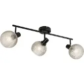 QAZQA Design-Spot schwarz mit Rauchglas 3-flammig - Chico