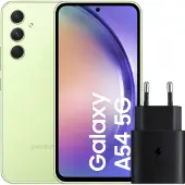 Samsung Galaxy A54 128GB Grün 5G + Schnellladegerät Schwarz