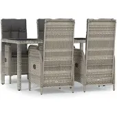 vidaXL 5-tlg. Garten-Essgruppe mit Kissen Grau Poly Rattan