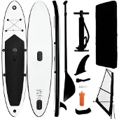 vidaXL Aufblasbares SUP-Board mit Segel Set Schwarz und Weiß