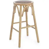 Bizzotto | Barhocker Circle Rattan naturel Holz 40x40x73 cm | NADUVI