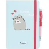 Pusheen , A5 Notizbuch Purrfect Love mit 192 Seiten und Stift mit Licht, Blau / Rosa