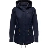 ONLY Parka "ONLLORCA CANVAS PARKA CC OTW", Damen, Gr. XS, blau (blau graphite), Web, Obermaterial: 80% Polyester, 20% Baumwolle, unifarben, ca. Mitte Oberschenkel, Jacken Parka, mit Kapuze