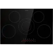 Klarstein Glaskeramik-Kochfeld, Herd mit 5 Kochfelder, 8200W Kochfeld, Moderner Einbauherd, Elektrische Kochplatte, Elektroherd mit Boost-Funktion, Hob für die Küche, Glaskeramik-Kochfeld 80 cm