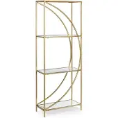 Bizzotto Regal Elenor aus Metall und Glas, elegant, Gold, 3 Fächer, modernes Design,