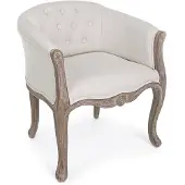 Bizzotto Sessel Diva mit Stoffbezug, Kautschukholz, klassischer Stil, natur, gepolstert für drinnen