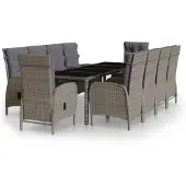 vidaXL 11-tlg. Garten-Essgruppe Poly Rattan Grau