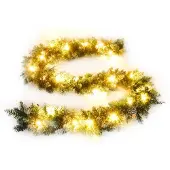 vidaXL Weihnachtsgirlande mit LED-Lichtern Grün 2,7 m PVC