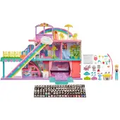 Mattel Polly Pocket Süße Abenteuer Regenbogen Einkaufszentrum, 3 Etagen, 9 Spielbereiche, 35+ Zubehör