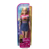Mattel - Puppe - Barbie Malibu Modepuppe mit Herz-Shirt und Jeansrock Ideal für Kinder ab 3 Jahren