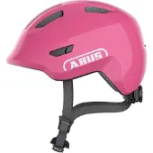 ABUS Kinderhelm Smiley 3.0 - Fahrradhelm mit tiefer Passform, kindergerechten Designs & Platz für einen Zopf - für Mädchen und Jungs - Pink Glänzend, Größe M (50-55 cm)