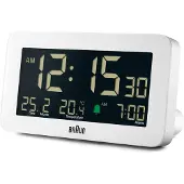 Braun Digitaler Wecker BC10W mit Temperaturanzeige, Schlummerfunktion, 135x75x17 mm