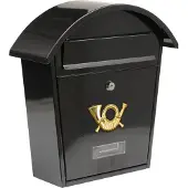 VOREL Briefkasten Schwarz mit 2 Schlüsseln - 380x320x105 mm