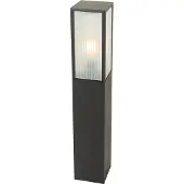 QAZQA Stehende Außenleuchte Schwarz mit Geripptem Glas 80 cm IP44 Charlois