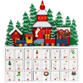 Spiel Werk Spielwerk Adventskalender zum Selbstbefüllen 24 Türchen Nachhaltig Wiederverwendbar Kinder Mädchen Jungen Weihnachtskalender DIY Holz Dekoration, Model:Adventskalender Landschaft