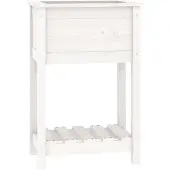 vidaXL Pflanzkübel mit Ablage Weiß 54x34,5x81 cm Massivholz Kiefer