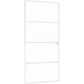 vidaXL Innentür Weiß 93x201,5 cm Hartglas & Aluminium Schlank