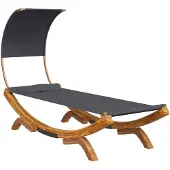 vidaXL Sonnenliege mit Dach 100x200x126 cm Bugholz Massiv Anthrazit